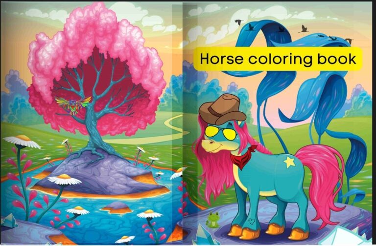 Free Horse coloring book for kids or toddlers.